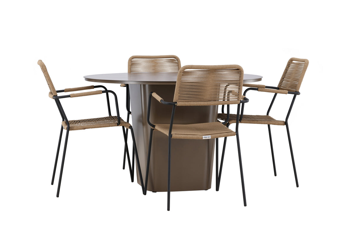 Santa Fe Matbord med Lindos Stolarna – Aluminium