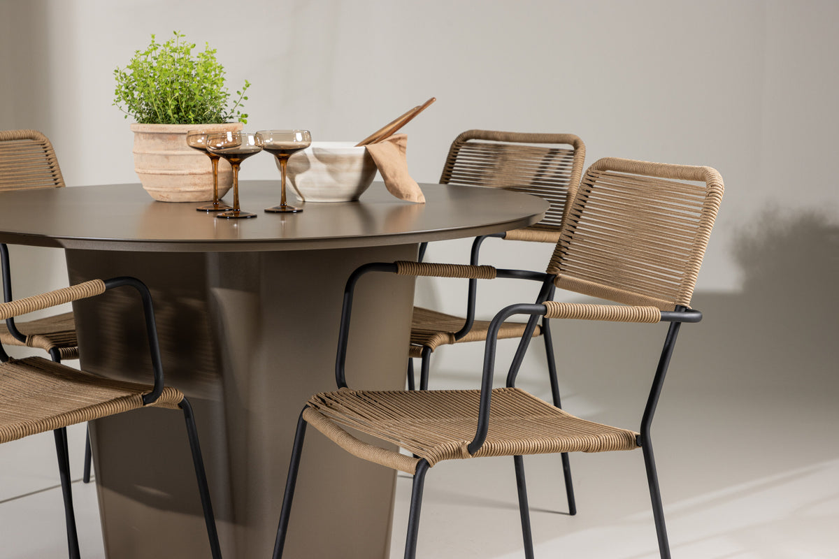 Santa Fe Matbord med Lindos Stolarna – Aluminium