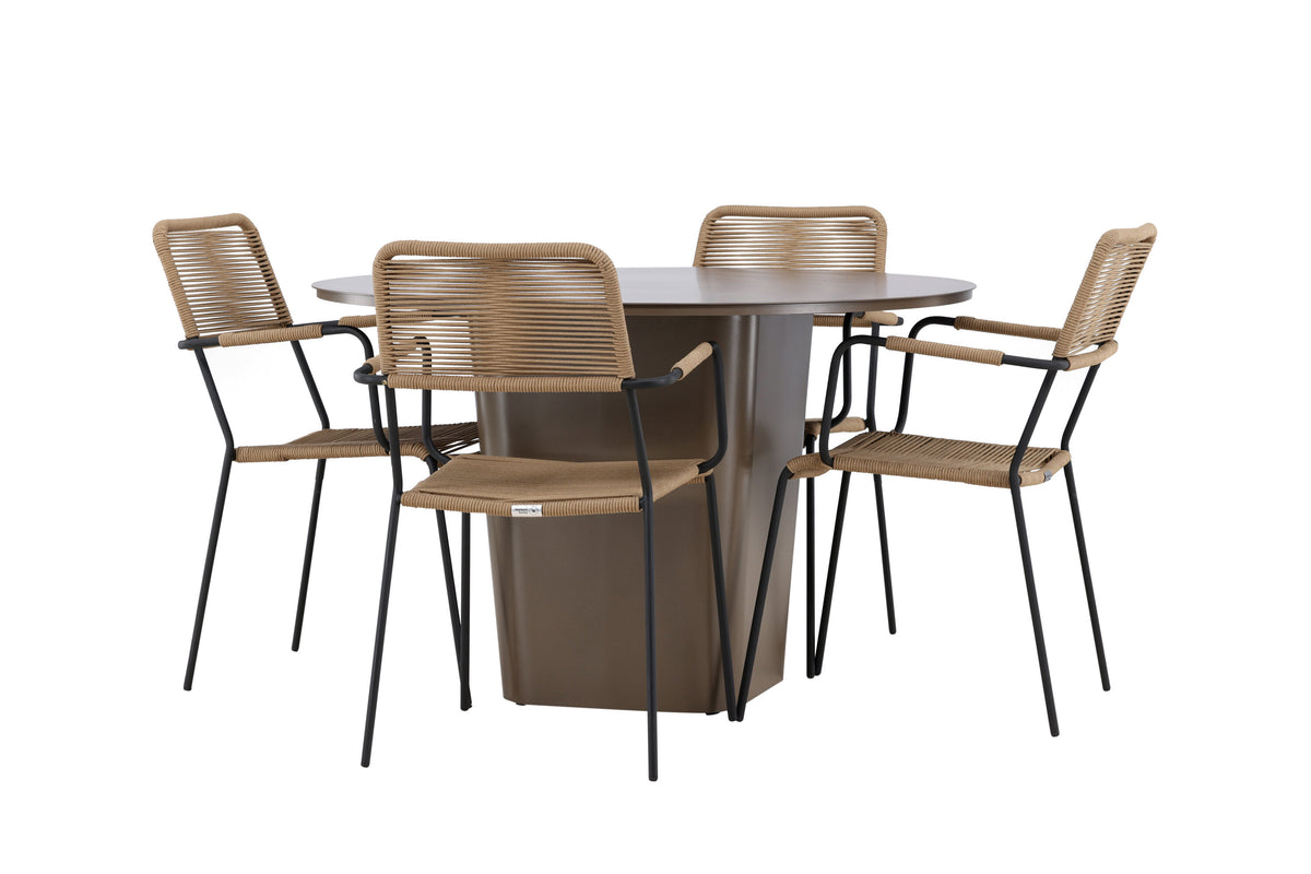 Santa Fe Matbord med Lindos Stolarna – Aluminium