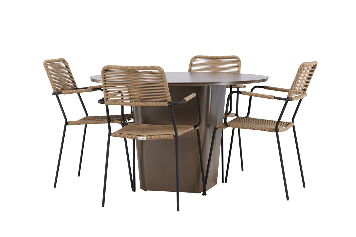 Santa Fe Matbord med Lindos Stolarna – Aluminium