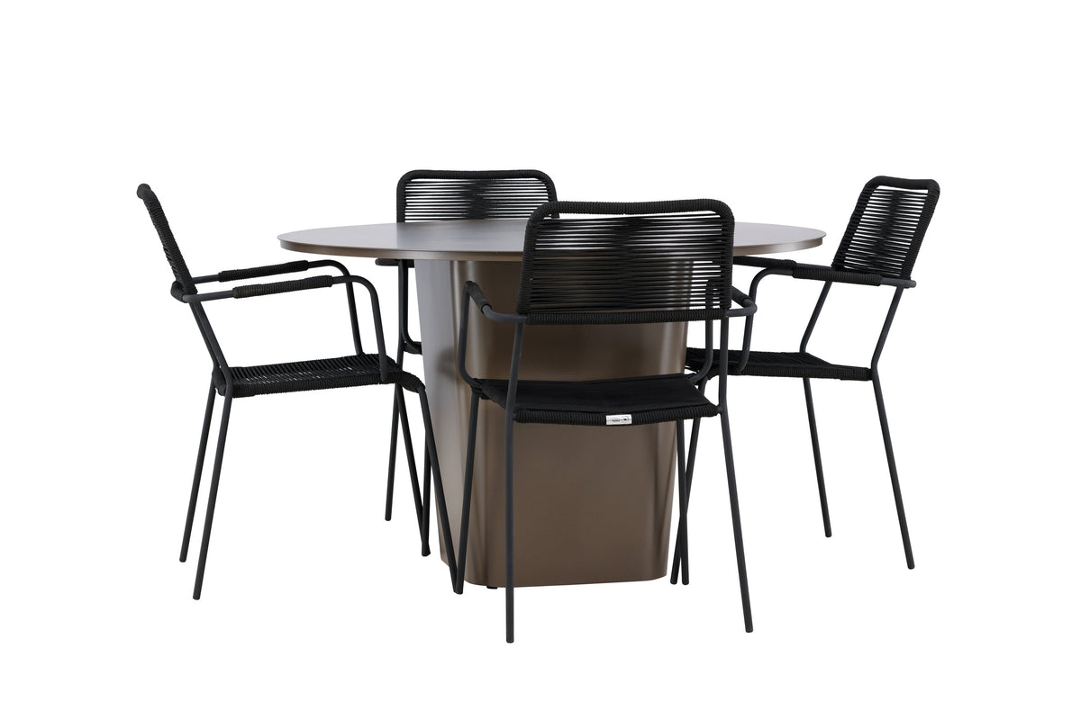 Santa Fe Matbord med Lindos Stolarna – Aluminium