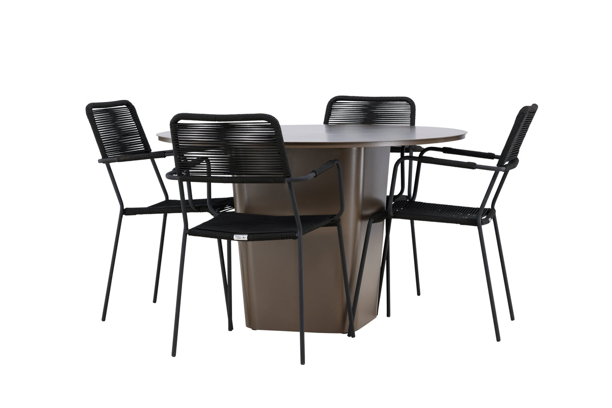 Santa Fe Matbord med Lindos Stolarna – Aluminium