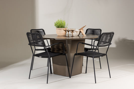 Santa Fe Matbord med Lindos Stolarna – Aluminium