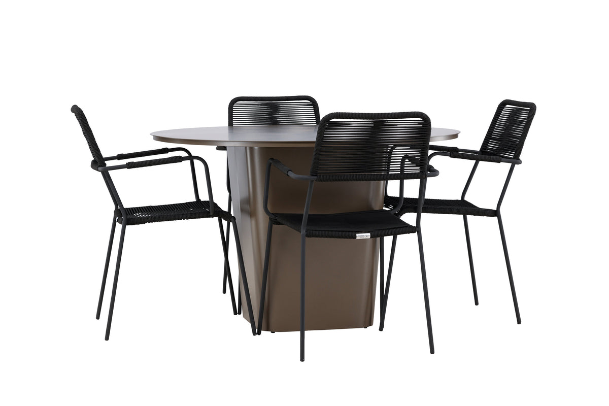 Santa Fe Matbord med Lindos Stolarna – Aluminium
