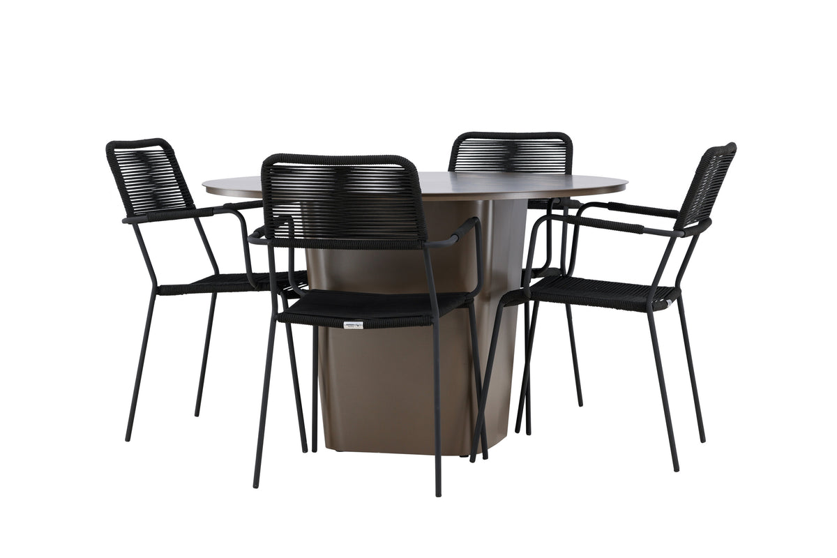 Santa Fe Matbord med Lindos Stolarna – Aluminium