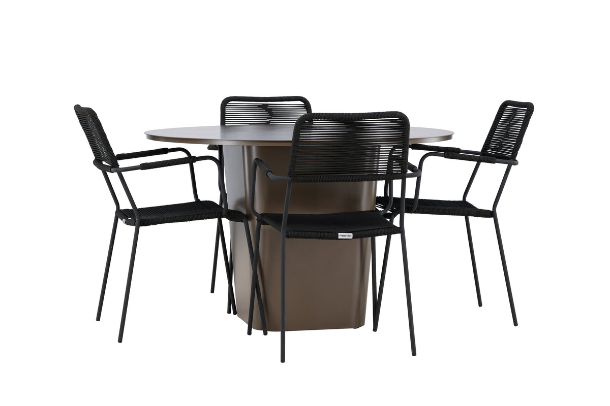 Santa Fe Matbord med Lindos Stolarna – Aluminium