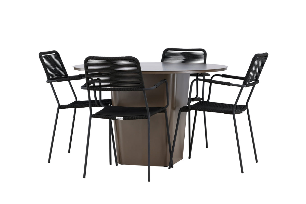 Santa Fe Matbord med Lindos Stolarna – Aluminium