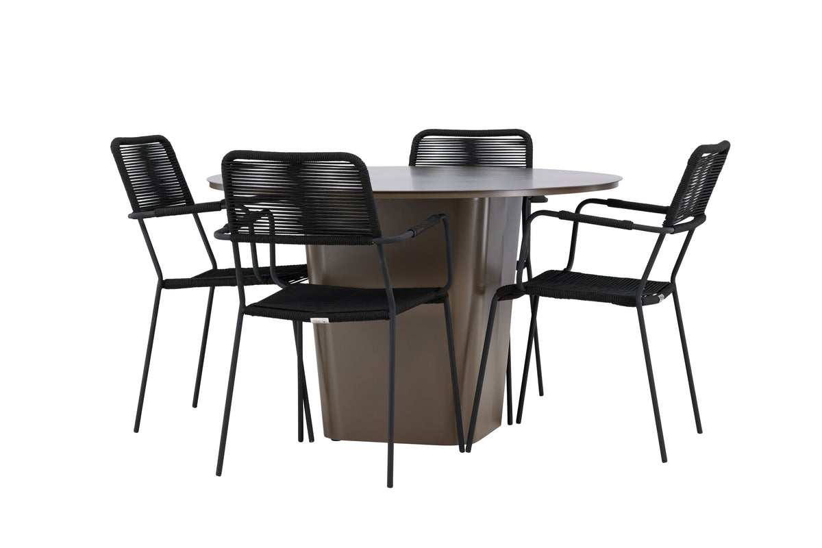 Santa Fe Matbord med Lindos Stolarna – Aluminium