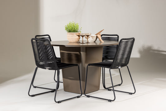 Santa Fe Matbord med Lindos Stolarna – Aluminium