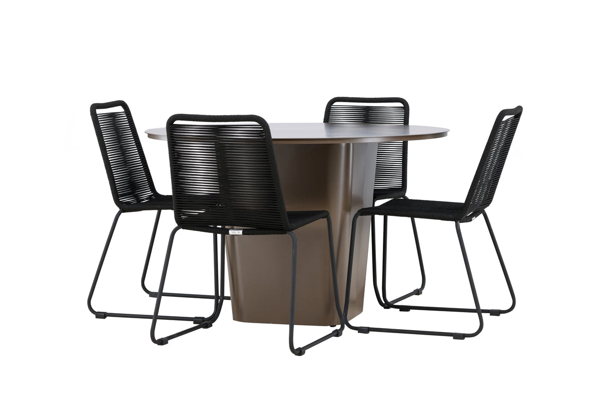 Santa Fe Matbord med Lindos Stolarna – Aluminium