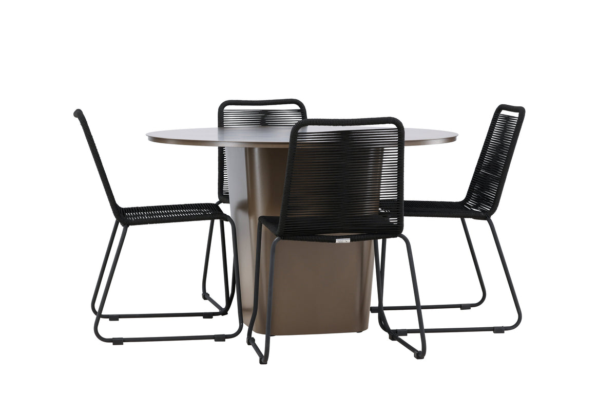 Santa Fe Matbord med Lindos Stolarna – Aluminium