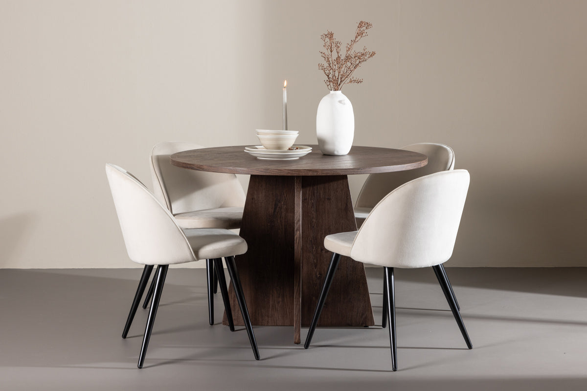 Bootcut Matbord med Velvet Stolarna – MDF