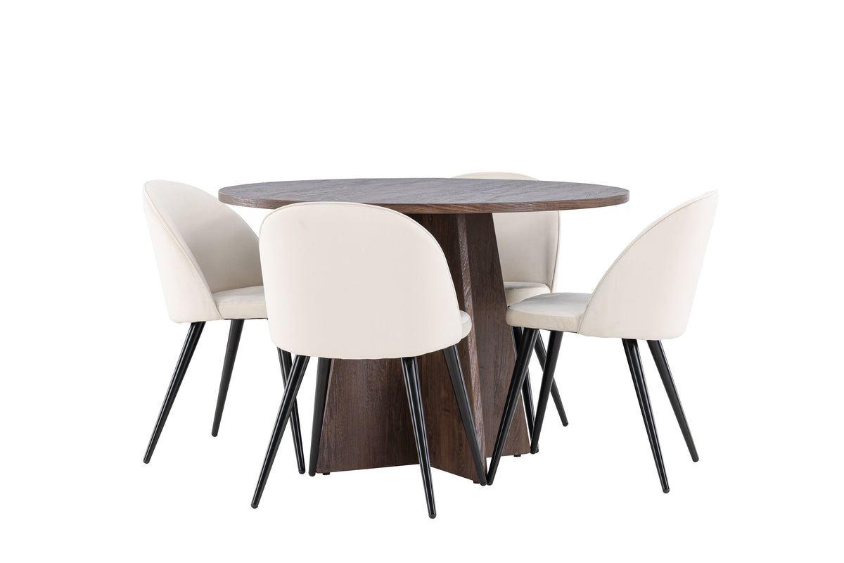 Bootcut Matbord med Velvet Stolarna – MDF