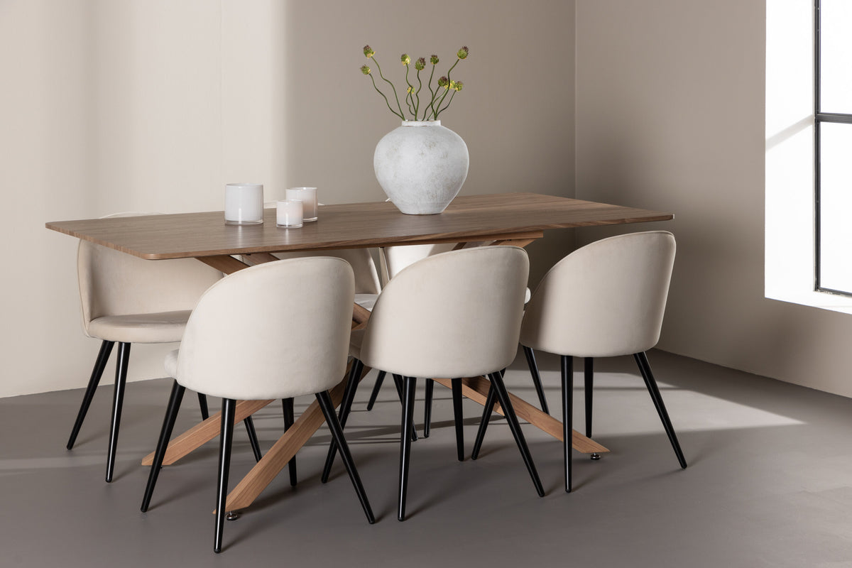 Piazza Matbord med Velvet Stolarna – MDF