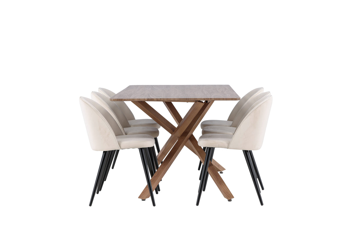 Piazza Matbord med Velvet Stolarna – MDF