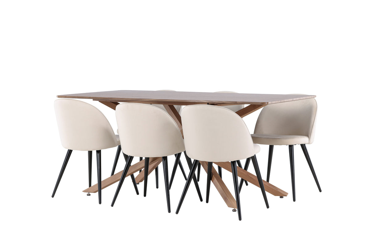 Piazza Matbord med Velvet Stolarna – MDF