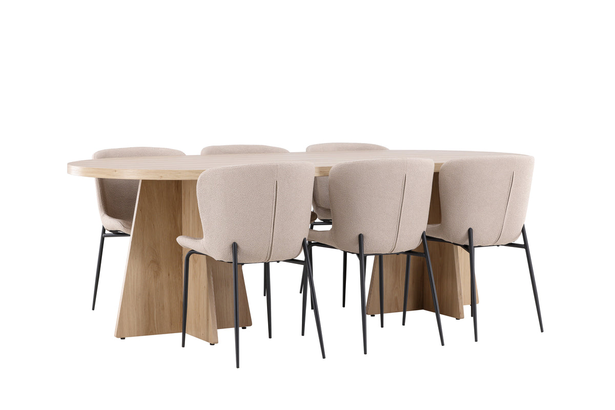 Bootcut Matbord med Modesto Stolarna – MDF