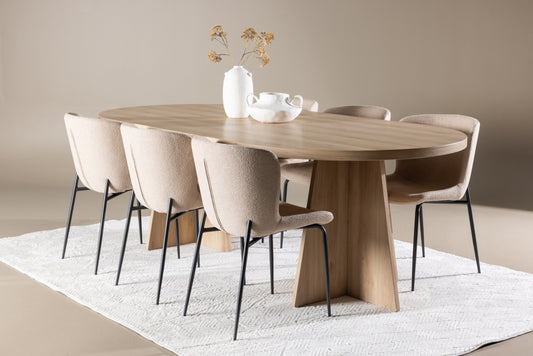 Bootcut Matbord med Modesto Stolarna – MDF