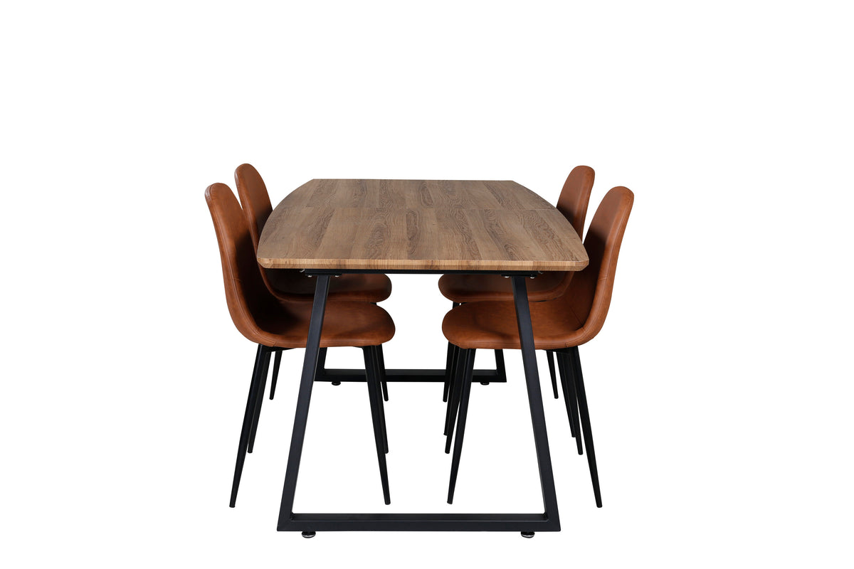 Inca Matbord med Polar Stolarna – Bord: 75,5x160x85 Stol: 53x87x44