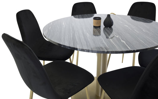 Estelle Matbord med Polar Stolarna – Bord: ⌀106 Stol: 52x86x44