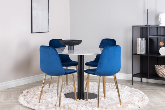 Estelle Matbord med Polar Stolarna – Bord: ⌀106 Stol: 52x86x44
