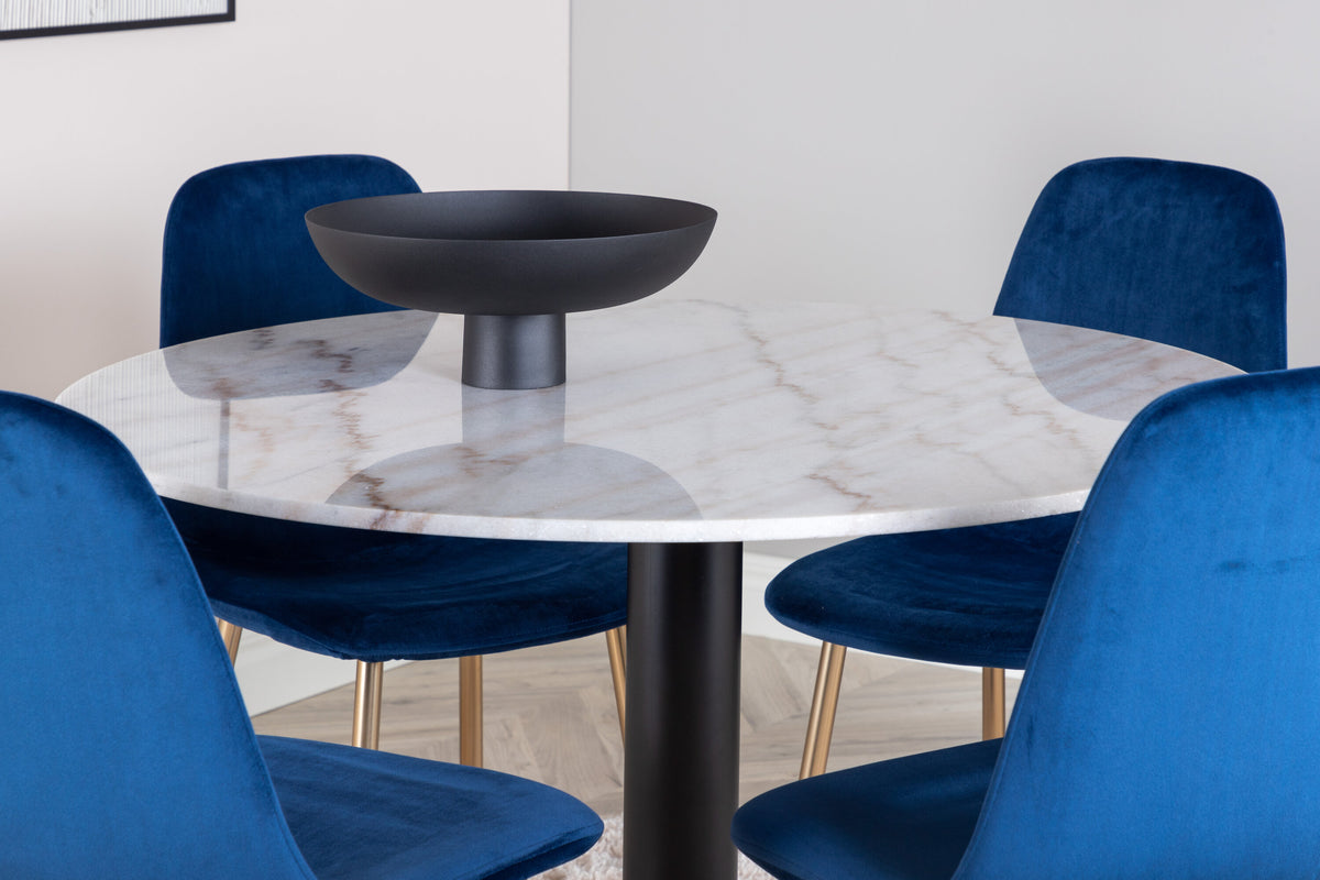 Estelle Matbord med Polar Stolarna – Bord: ⌀106 Stol: 52x86x44