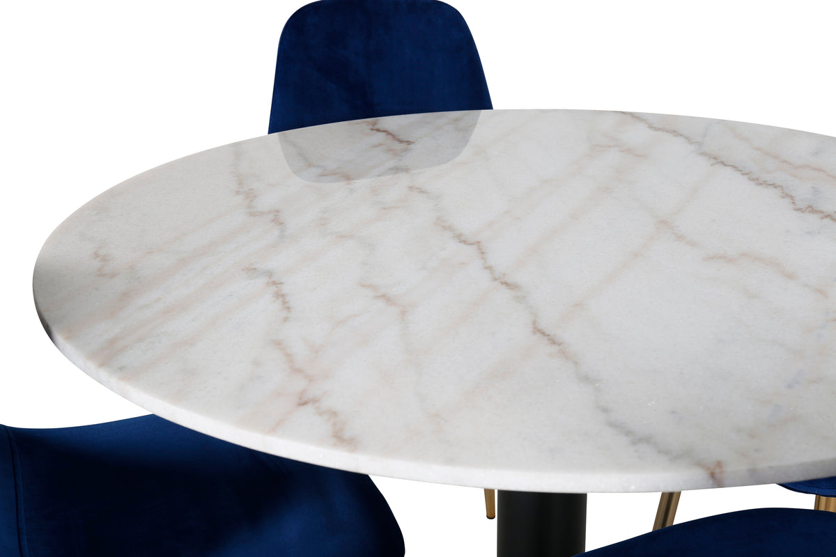 Estelle Matbord med Polar Stolarna – Bord: ⌀106 Stol: 52x86x44