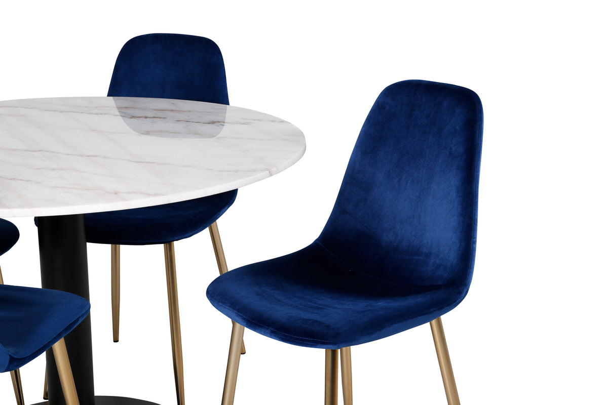 Estelle Matbord med Polar Stolarna – Bord: ⌀106 Stol: 52x86x44