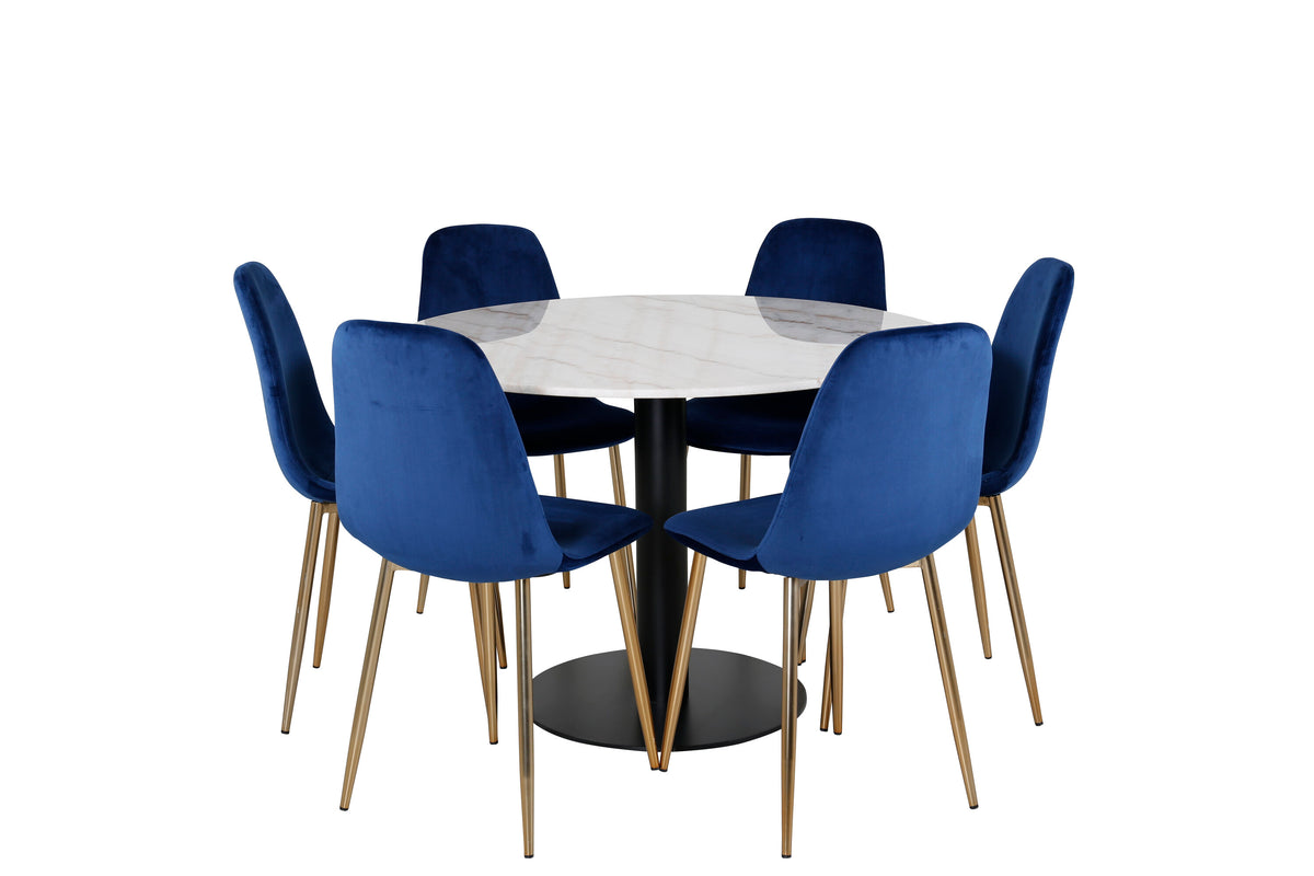 Estelle Matbord med Polar Stolarna – Bord: ⌀106 Stol: 52x86x44