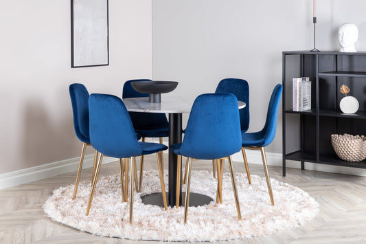 Estelle Matbord med Polar Stolarna – Bord: ⌀106 Stol: 52x86x44