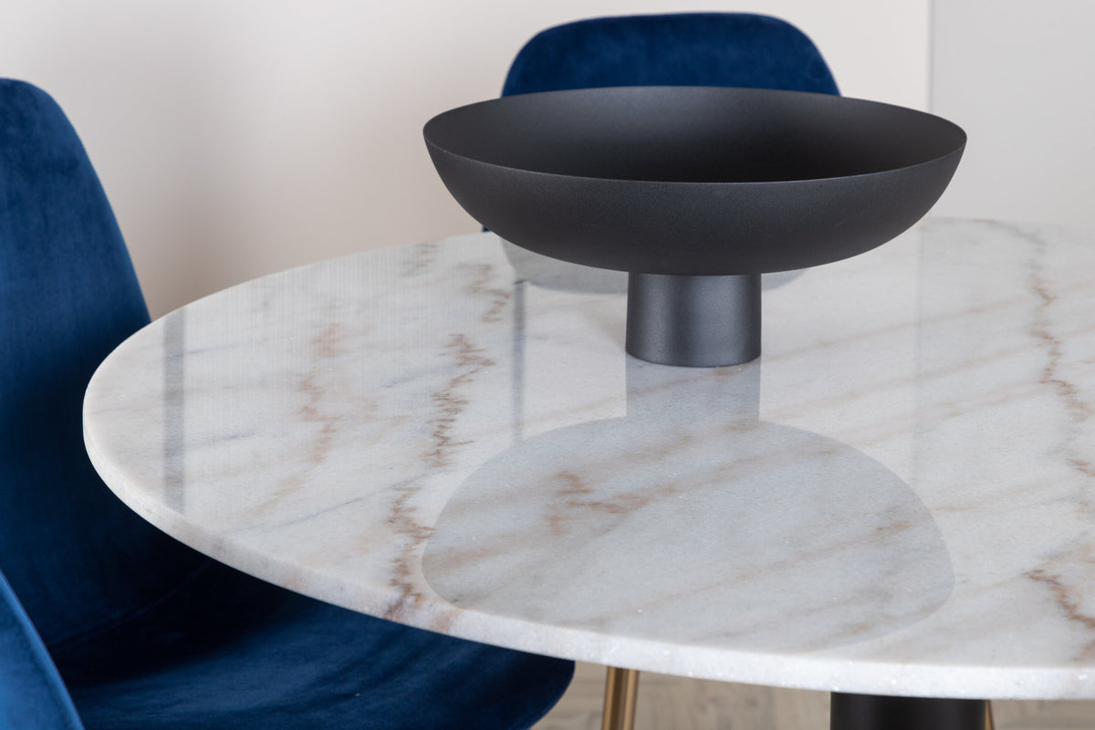 Estelle Matbord med Polar Stolarna – Bord: ⌀106 Stol: 52x86x44