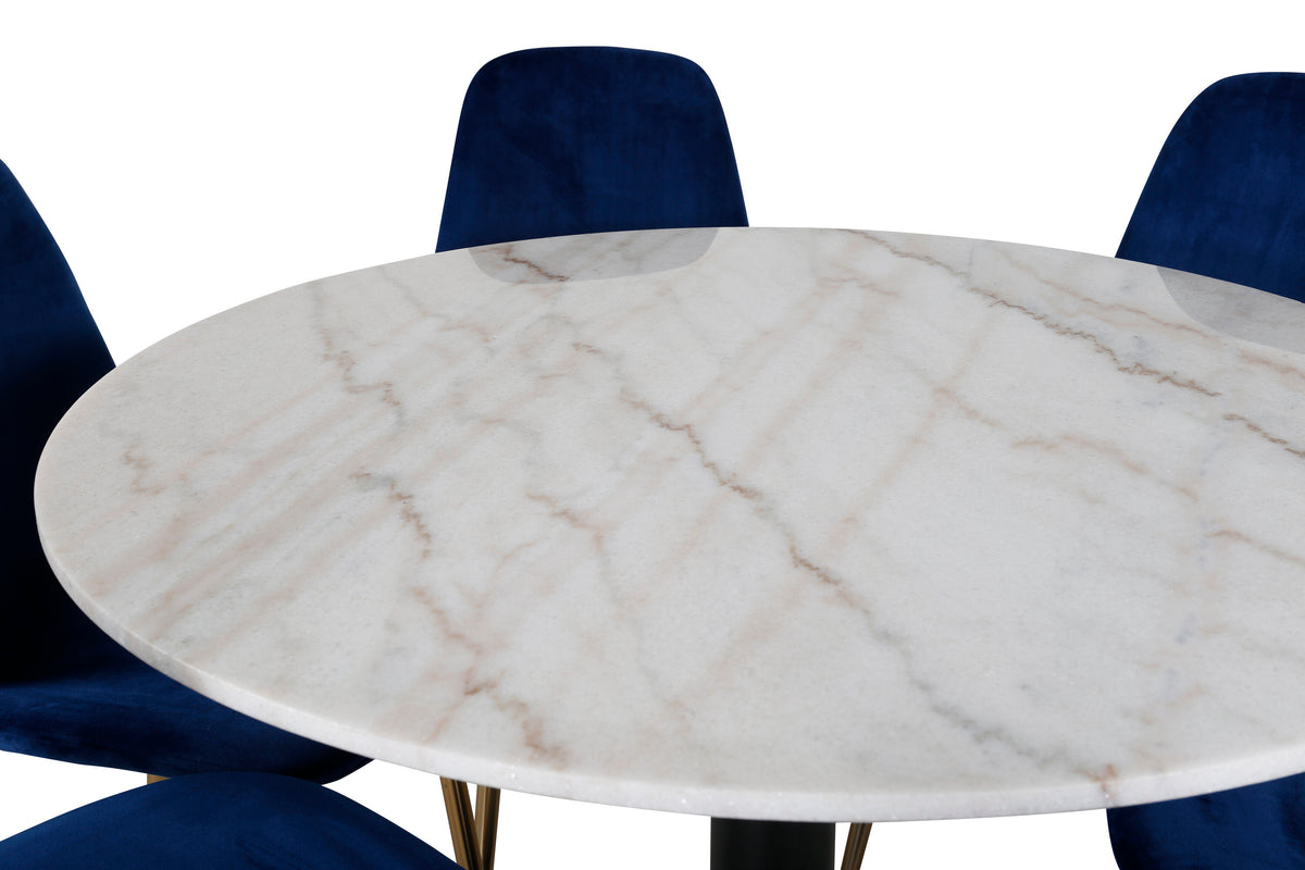 Estelle Matbord med Polar Stolarna – Bord: ⌀106 Stol: 52x86x44