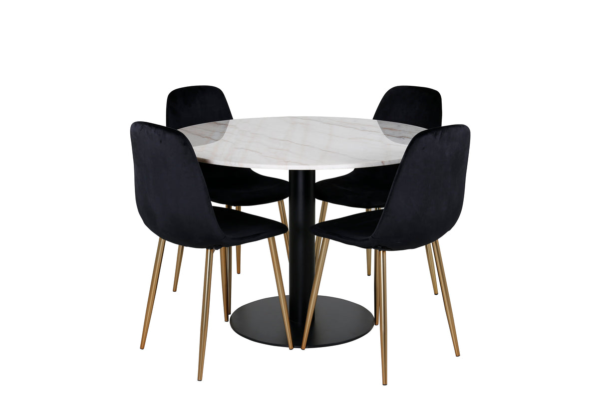 Estelle Matbord med Polar Stolarna – Bord: ⌀106 Stol: 52x86x44