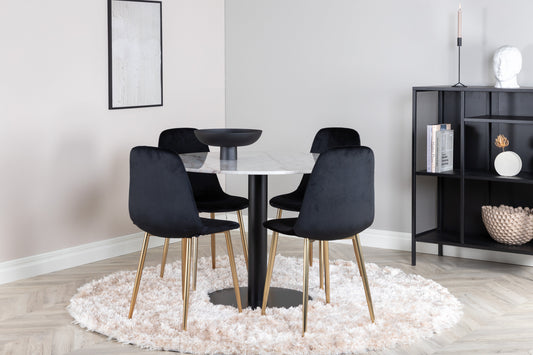 Estelle Matbord med Polar Stolarna – Bord: ⌀106 Stol: 52x86x44