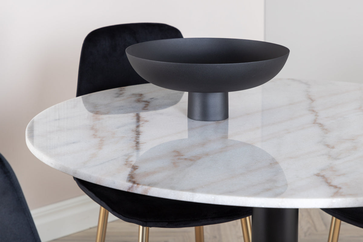 Estelle Matbord med Polar Stolarna – Bord: ⌀106 Stol: 52x86x44