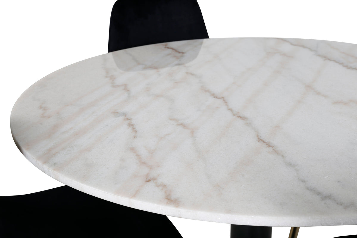 Estelle Matbord med Polar Stolarna – Bord: ⌀106 Stol: 52x86x44