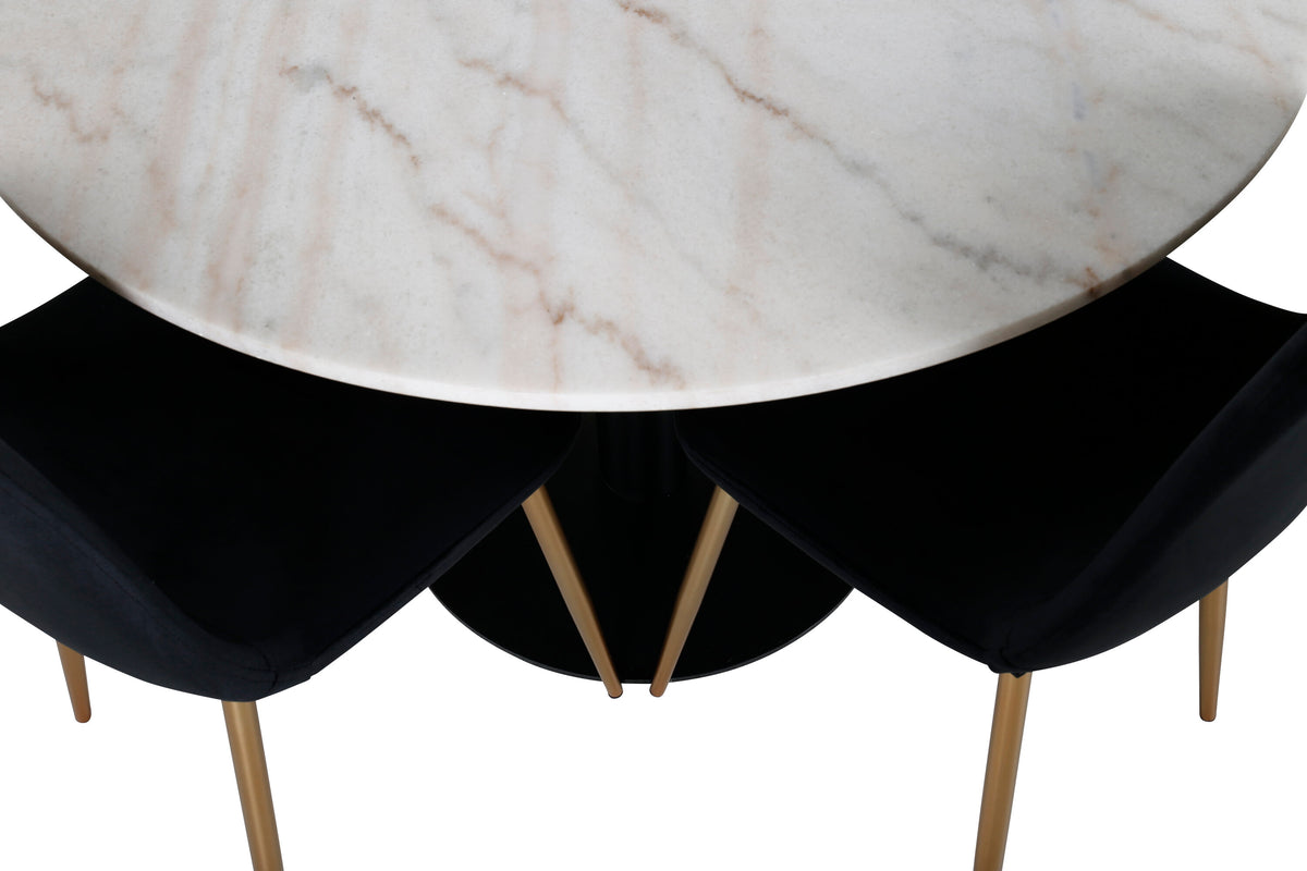 Estelle Matbord med Polar Stolarna – Bord: ⌀106 Stol: 52x86x44