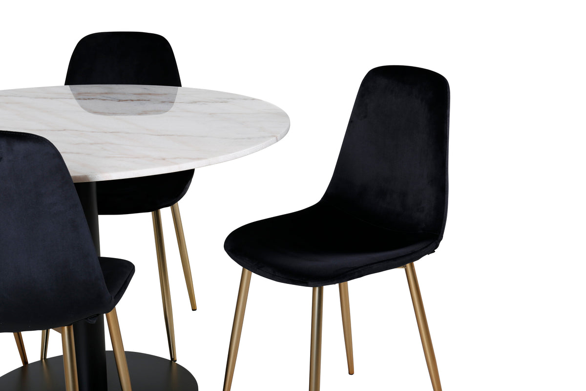 Estelle Matbord med Polar Stolarna – Bord: ⌀106 Stol: 52x86x44