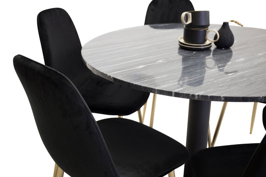 Estelle Matbord med Polar Stolarna – Bord: ⌀106 Stol: 52x86x44