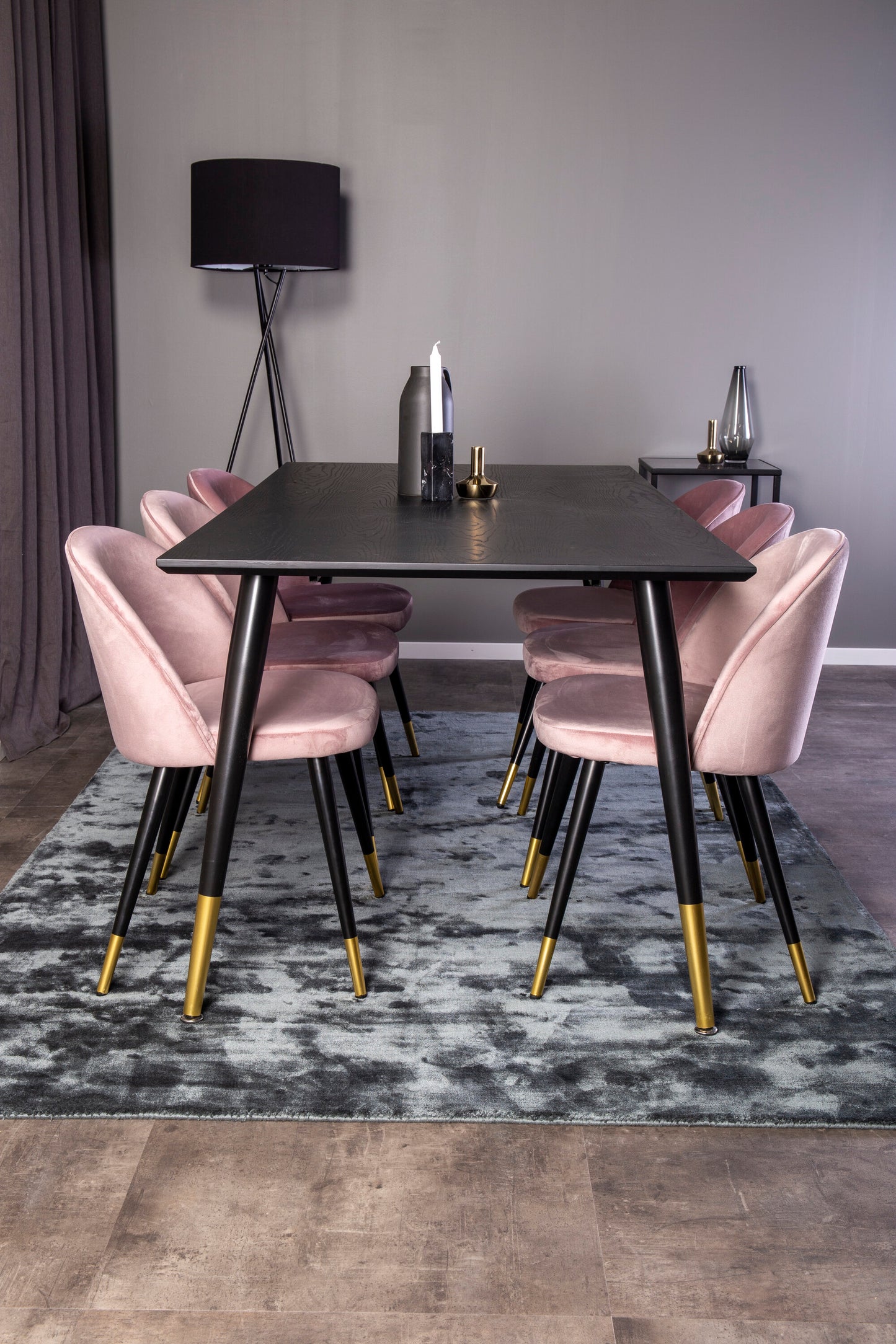 Dipp Matbord med Velvet Stolarna – Bord: 75x180x90 Stol: 57x76,5x50