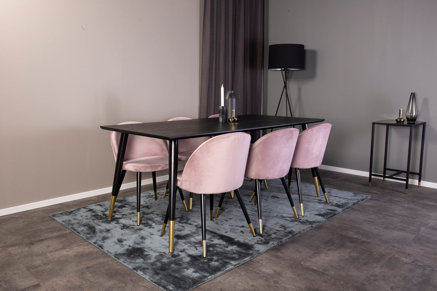 Dipp Matbord med Velvet Stolarna – Bord: 75x180x90 Stol: 57x76,5x50