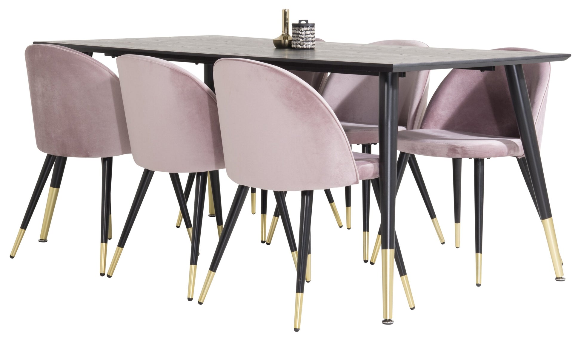Dipp Matbord med Velvet Stolarna – Bord: 75x180x90 Stol: 57x76,5x50