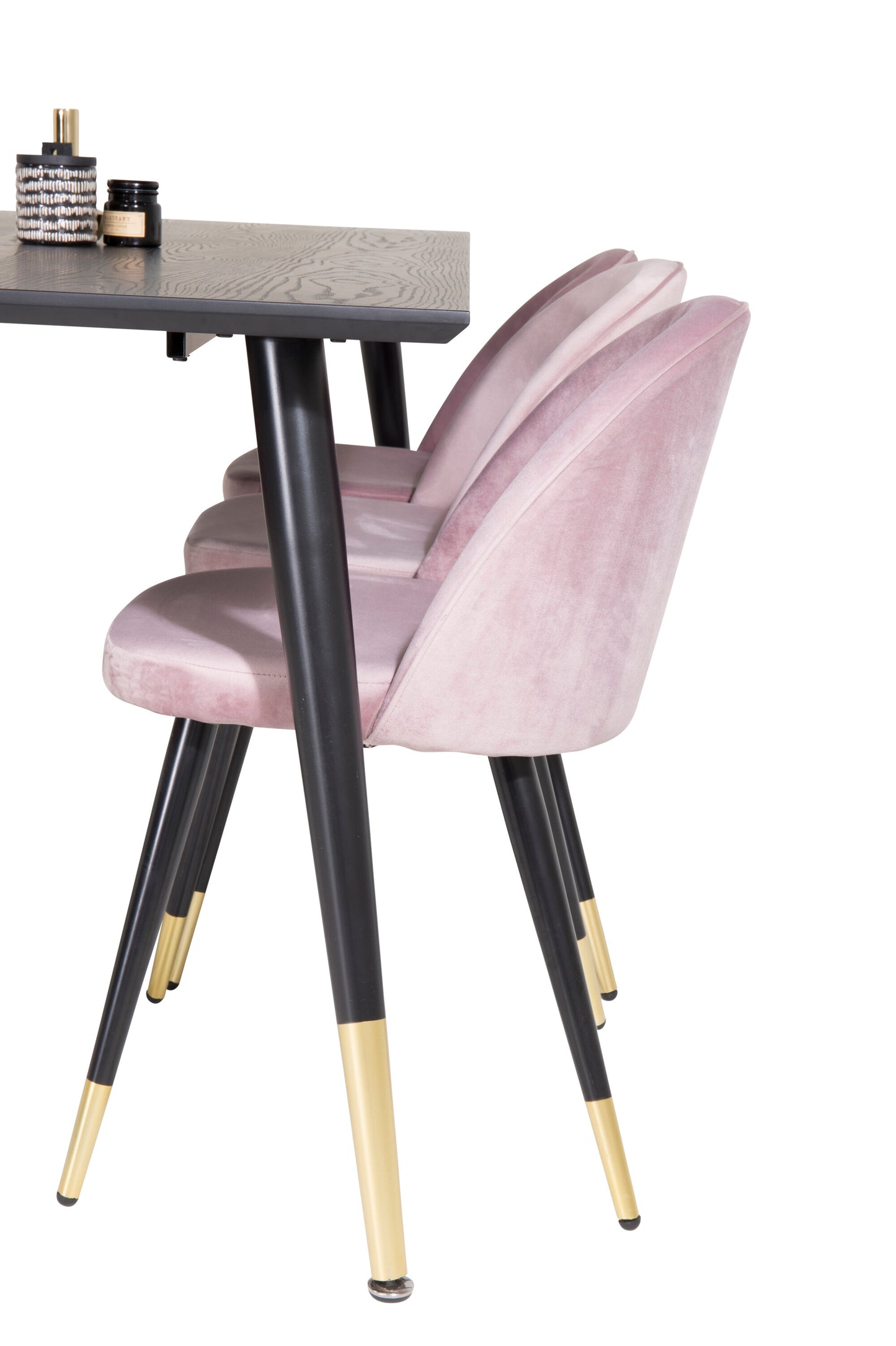 Dipp Matbord med Velvet Stolarna – Bord: 75x180x90 Stol: 57x76,5x50