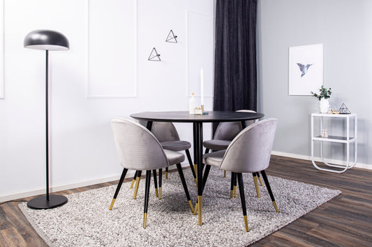 Dipp Matbord med Velvet Stolarna – Bord: ⌀115 Stol: 57x76,5x50