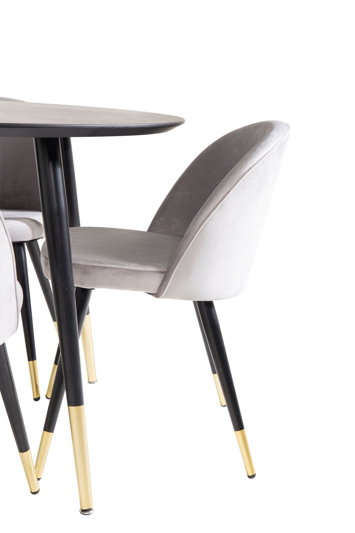 Dipp Matbord med Velvet Stolarna – Bord: ⌀115 Stol: 57x76,5x50