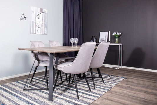 Marina Matbord med Velvet Deluxe Stolarna – Bord: 75x180x90 Stol: 66x88,5x50