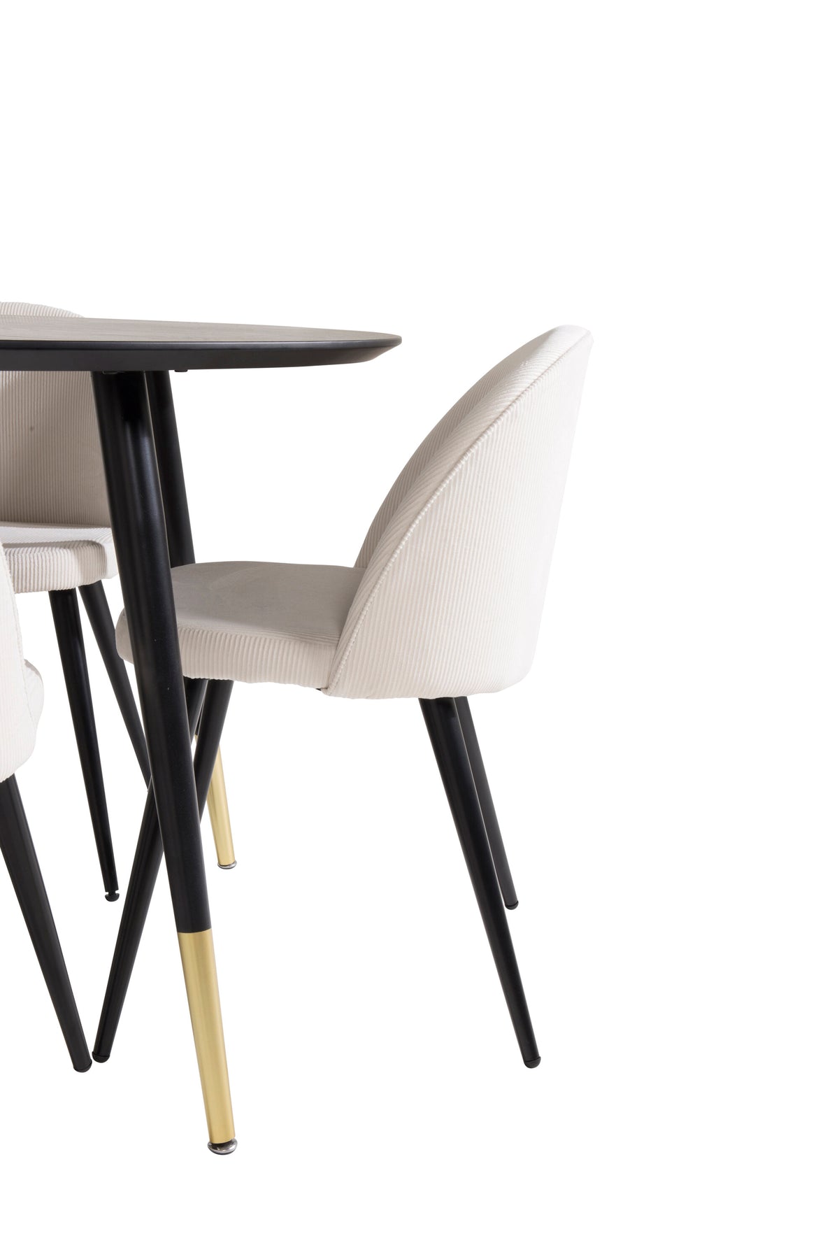 Dipp Matbord med Velvet Stolarna – Bord: ⌀115 Stol: 57x76,5x50