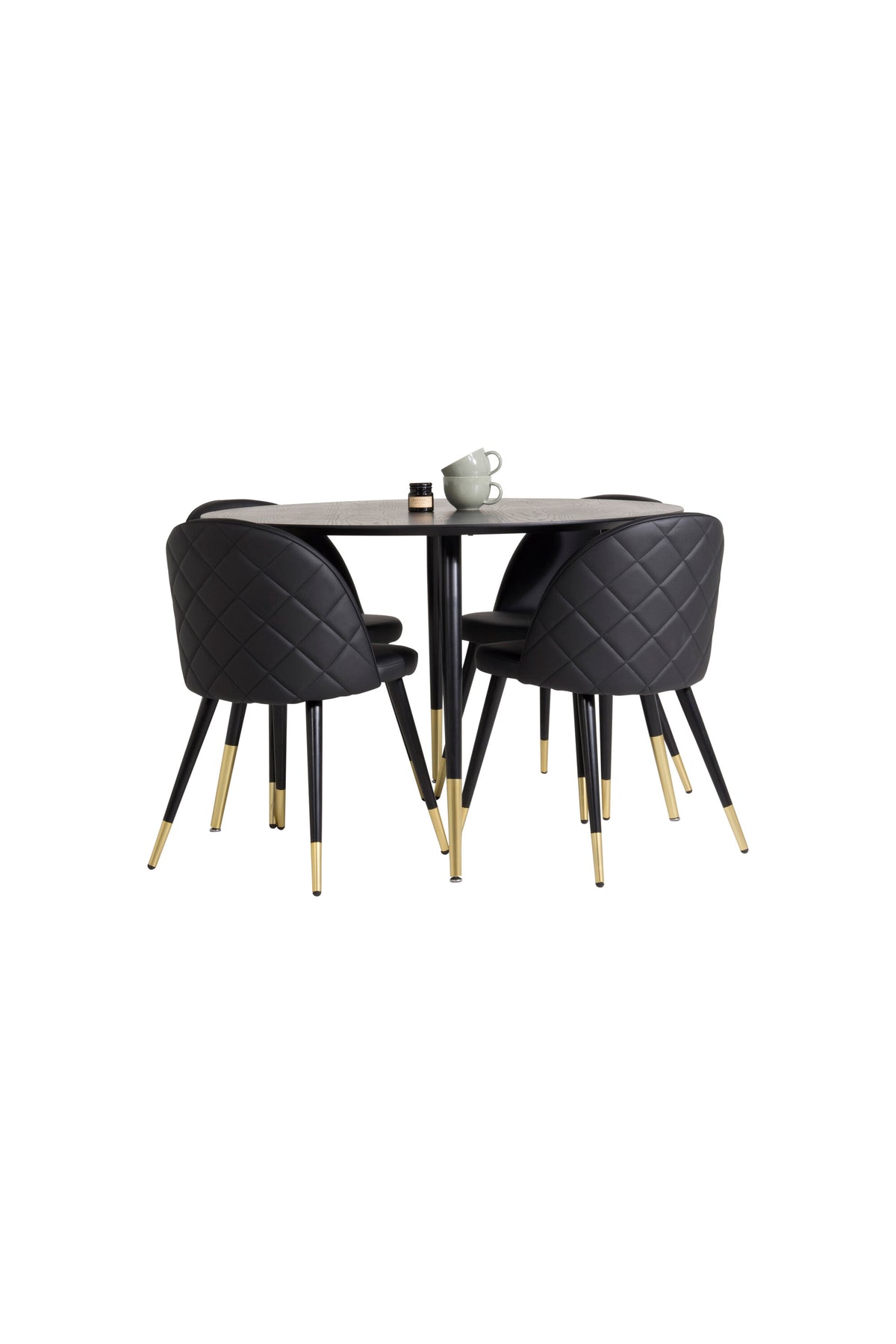 Dipp Matbord med Velvet Stolarna – Bord: ⌀115 Stol: 57x76,5x50