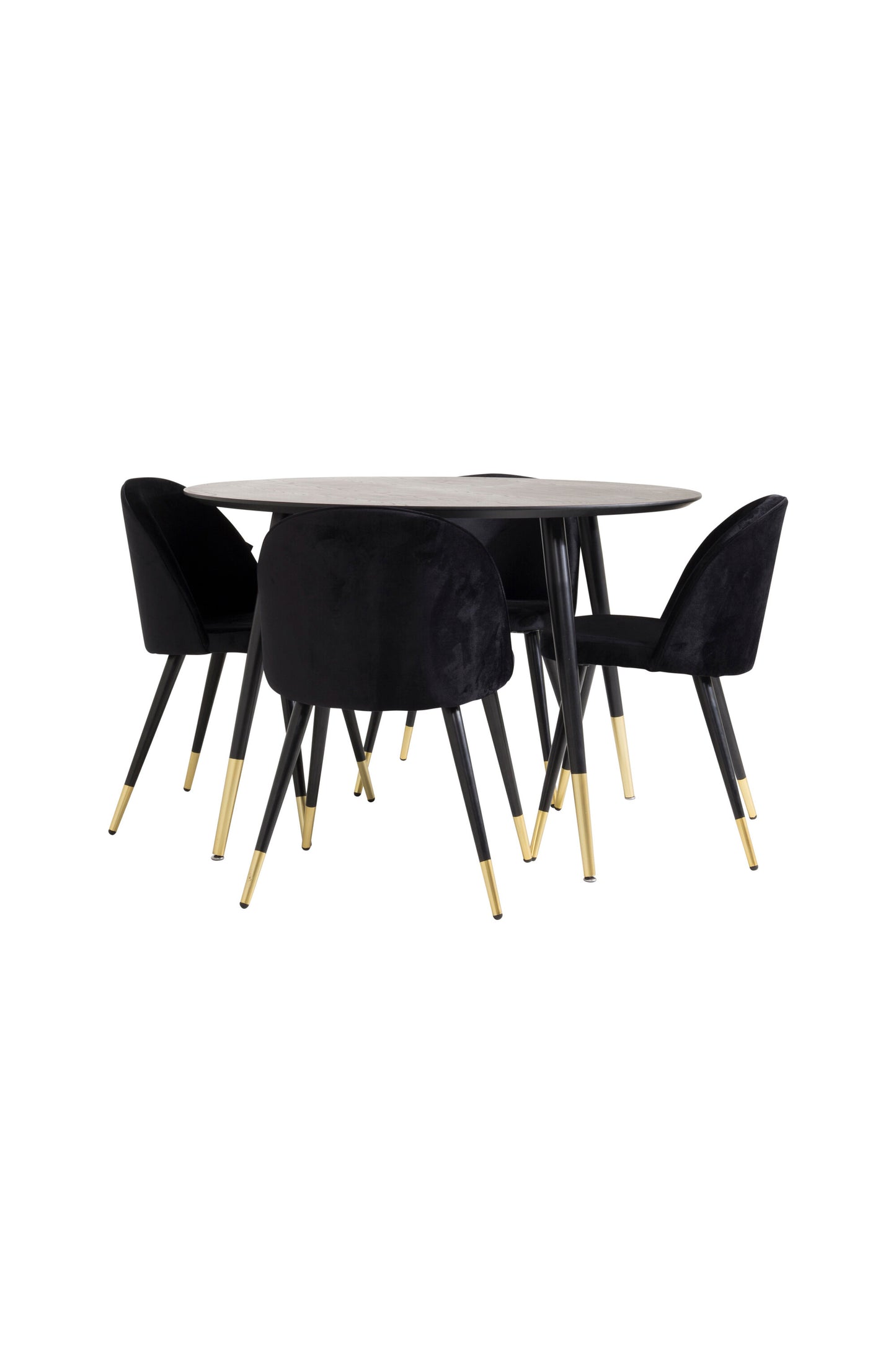 Dipp Matbord med Velvet Stolarna – Bord: ⌀115 Stol: 57x76,5x50