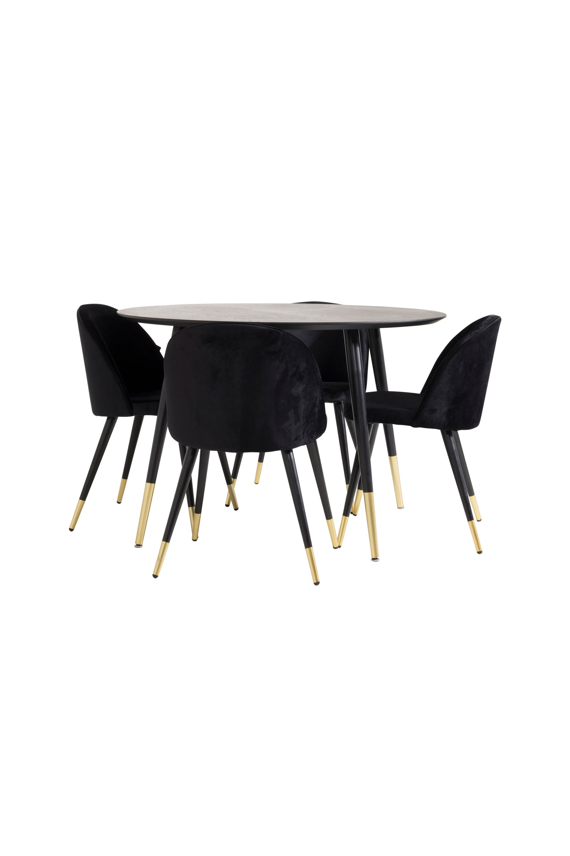 Dipp Matbord med Velvet Stolarna – Bord: ⌀115 Stol: 57x76,5x50